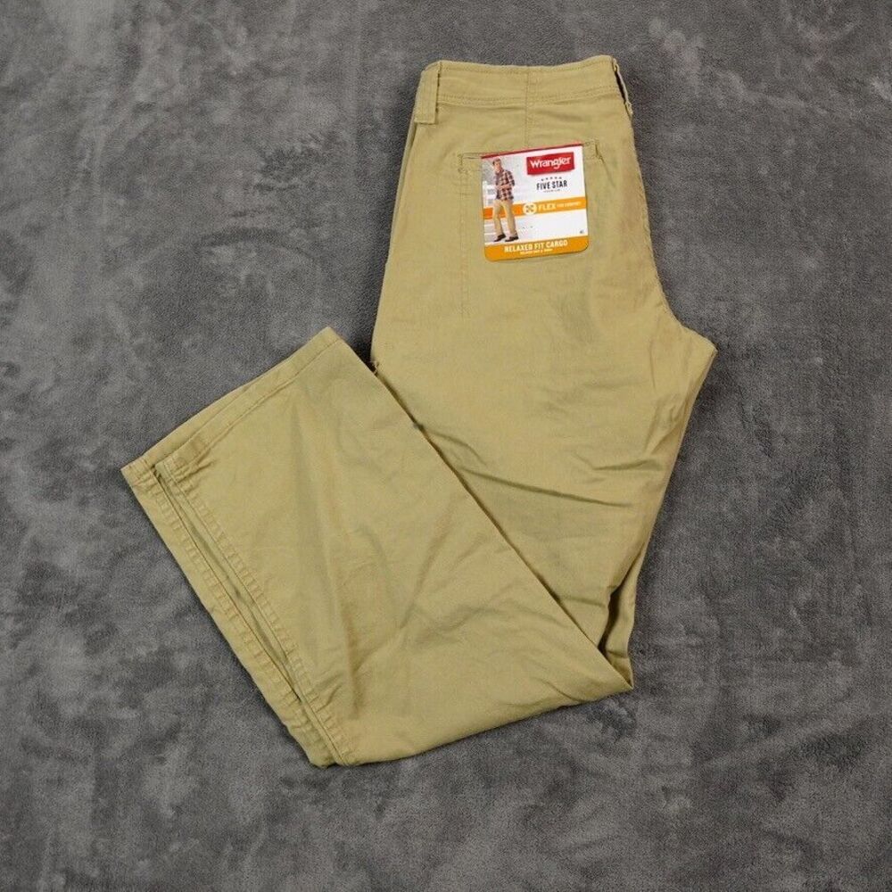 Wrangler Cargo Pants Mens 30x30 Khaki Relaxed Fit Flex Five Star Carpenter Work